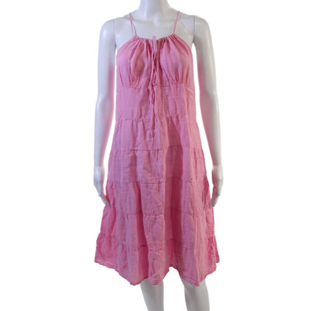Calypso Christiane Celle Womens Pink Linen Sundress Knee Length Size M